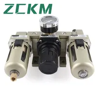 ZCKM 브랜드 AC2000 공압 2 방향 3 단위 공기 필터 압력 레귤레이터 오일 주유기 압력 게이지 FRL 조합