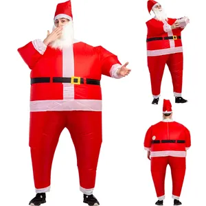 热卖快速送货圣诞圣诞老人充气服装化装套装男女通用充气模特搞笑角色扮演