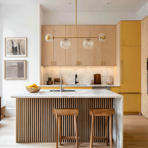 Gabinetes de Cocina Modernos Modulares de Madera Maciza con Isla, <span class=keywords><strong>Encimera</strong></span> de Mármol y Puertas de Acrílico, Almacenamiento de Despensa Personalizable - Product Image 2