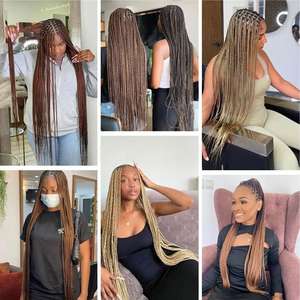 Extension per trecce pre-stirate, <span class=keywords><strong>capelli</strong></span> sintetici <span class=keywords><strong>castano</strong></span> rame, resistenti al calore, lisci, per trecce africane - Product Image 4