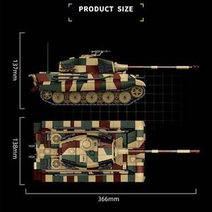 Kits de modèles militaires de <span class=keywords><strong>char</strong></span> lourd allemand King Tiger II de la Seconde Guerre mondiale 1/28, haute performance, qualité professionnelle, jouet de construction RC prêt à l'emploi - Product Image 2
