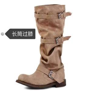 <span class=keywords><strong>Botas</strong></span> holgadas hasta la rodilla para <span class=keywords><strong>mujer</strong></span>, pantorrilla ancha, punta redonda, estilo <span class=keywords><strong>de</strong></span> montar por encima <span class=keywords><strong>de</strong></span> la rodilla, <span class=keywords><strong>botas</strong></span> <span class=keywords><strong>de</strong></span> vaquero para <span class=keywords><strong>mujer</strong></span> con tacones gruesos - Product Image 4