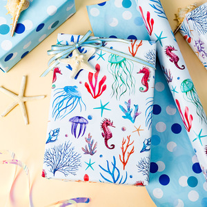 Sea Life <b>Pattern</b> Gift Wrapping <b>Paper</b> Double Sided Art <b>Paper</b> Eco-Friendly For Gift And Craft Use - Product Image 2