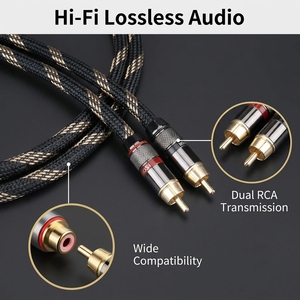 Câble audio RCA en cuivre OFC plaqué or RASANTEK avec gaine en PVC, 0,5m-5m, pour <span class=keywords><strong>lecteur</strong></span> DVD, ordinateur, projecteur, haut-parleur HiFi professionnel - Product Image 3