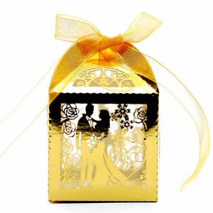 Hollow Mr & Mrs <b>Wedding</b> Candy Boxes, Floral Bride Groom Paper Favor Gift Boxes with <b>Ribbon</b> for <b>Wedding</b> Guest Chocolate Packaging - Product Image 4
