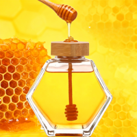 Pot à miel hexagonal en verre transparent de luxe, capacité 100ml 380ml, avec couvercle épais, bouteille plate vide pour emballage de diffuseur