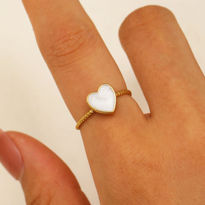 Bague ouverte en acier inoxydable plaqué or avec goutte d'huile en forme de cœur minimaliste américain européen Personnalité Bague d'amour Hip Hop - Product Image 6