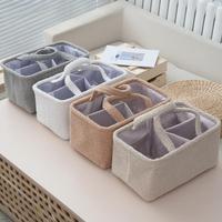 Panier de rangement multifonctionnel carré moderne en polyester pour couches de bébé avec poignée