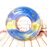 Bouée gonflable colorée à paillettes en PVC pour piscine extérieure, pour enfants et adultes, capacité maximale 100 kg