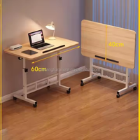 Bureau d'ordinateur blanc réglable en hauteur pour étudiants avec roulettes mobiles
