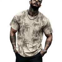 Nouveau T-shirt décontracté pour homme, style américain, camouflage tie-dye, manches courtes, col rond, design original texturé, coupe ample, été 2026