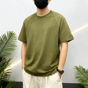 T-shirt décontracté d'été pour homme, coupe ample, manches courtes, bordure contrastante, toile polyester/coton, usage quotidien - Product Image 2