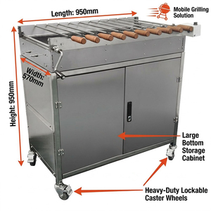 <span class=keywords><strong>Asador</strong></span> <span class=keywords><strong>de</strong></span> Acero Inoxidable con Motor <span class=keywords><strong>de</strong></span> Cadena y Batería Recargable, Estilo Souvla Foukou Cipriota Griega, para Barbacoa, con Gabinete <span class=keywords><strong>de</strong></span> Almacenamiento - Product Image 6