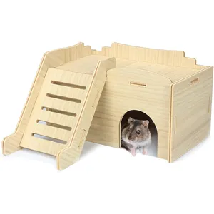 Bos Hamster Huis Habitats Decor Gerbil Huis Met Klimladder En Raam Afneembaar Hamster Speelgoed