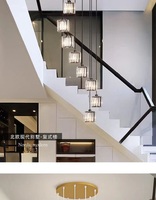 Lustre long pour escalier, moderne et minimaliste, en fer, LED, télécommande, rotatif, sans fil, à intensité variable, garantie 2 ans, pour la maison et le bureau