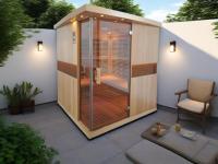 Sauna de jardin en pin massif pour 6 personnes, chauffage infrarouge lointain à faible EMF, sauna humide et sec pour hôtel et complexe hôtelier