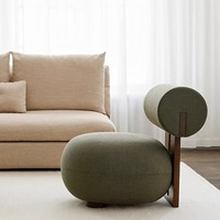 Fauteuil scandinave en bois massif, style moderne et luxueux, couleur crème, pour salon, fauteuil relax en peau de mouton, chaise de loisirs individuelle