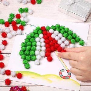 Pompons en Gros de Couleurs Assorties 3cm Artisanat Paillettes Pompon - Product Image 5