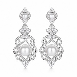 Eleganti orecchini floreali con perline, accessori per matrimoni e feste per donne e spose - Product Image 6