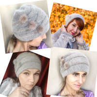 Bonnet en laine angora tricoté pour femme, vente en gros d'usine, bonnet tricoté avec doublure, bonnets chauds pour l'hiver pour femmes