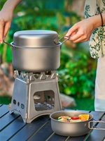 Pot en titane pur, pot léger pliable pour la randonnée, ensemble de camping vaisselle, pot à soupe portable et ensemble de poêle à frire pour les pique-niques