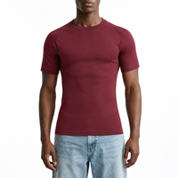 T-shirt de sport pour homme à manches courtes, col rond, coupe ajustée, personnalisable OEM, respirant, séchage rapide, gris avec empiècements contrastants, pour la course et la gym