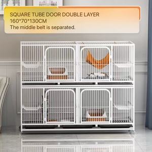 Cage <span class=keywords><strong>d</strong></span>'élevage de chats galvanisée empilable à double couche à bas prix avec plateau et boîte en plastique de conception classique - Product Image 2