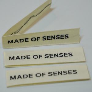 100% biologisch katoenen geweven <span class=keywords><strong>labels</strong></span>, milieuvriendelijk merklogo, kleding, houten shuttle geweven label - Product Image 2