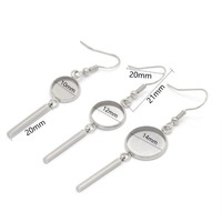 Suministros para fabricación de joyas: Pendientes colgantes DIY con bisel redondo para cabujón, de acero inoxidable, antideslustre, con barra en blanco y gancho tipo anzuelo