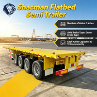 Semi-remorque plateau lourd Shacman 4 essieux, 13T par essieu, frein à tambour, personnalisable, pour la logistique portuaire