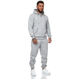 Conjunto de Sudadera con Capucha y Pantalones de Felpa Gruesa de 480GSM, Lavado Ácido, 100% Algodón, para Hombre, Color Azul Marino Sólido, Grueso, para Invierno - Product Image 1