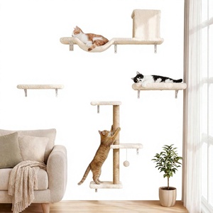 Étagères murales pour chat <span class=keywords><strong>FUKUMARU</strong></span>, ensemble 4-en-1 stable et sûr, en bois composite, griffoir d'escalade de 16 pouces, beige, pour chats de petite et moyenne taille - Product Image 1