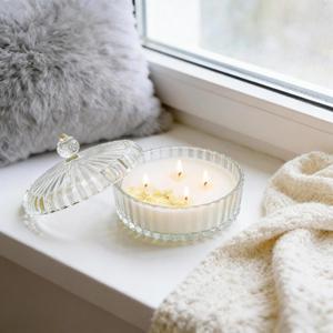 Pot à bonbons et à collations en verre de style européen, porte-bougie rond en forme de yourte avec couvercle, modèle BG-24 - Product Image 4