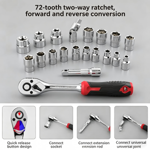 64 Pc Socket Wrench Set 1/4 In Drive Chrome Plated Torx Hex Automotive Repair Tools - Product Image 2