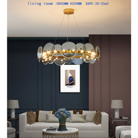 Lustre rond en verre artistique et fer, finition or, style nordique de luxe, avec double température de couleur, pour usage intérieur dans les maisons, villas et hôtels