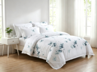 Parure de lit 4 pièces 300TC 60S 100% Coton Imprimé Réactif pour Hôtels de Luxe et Usage Domestique, Housse de Couette Anti-Boulochage et Couleurs Inaltérables, Tailles King et Queen
