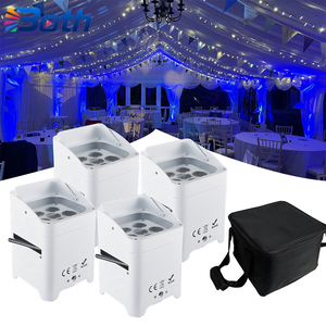 ไฟพาร์ LED RGBWA+UV แบบชาร์จได้ 6x18W จำนวน 4 ชิ้น พร้อมกระเป๋า ควบคุมผ่านแอพไร้สาย สำหรับงานปาร์ตี้และอีเว้นท์ - Product Image 1