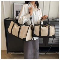 Échantillon Gratuit Sac de Voyage Vintage en Toile pour Femme avec Logo Personnalisé, Sac Fourre-tout de Sport à Fermeture Éclair, Sac à Main Tendance avec Lettres