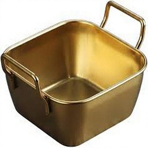 Sartén Ovalada de Metal Premium con Asas Laterales de Cobre, Portátil, Capacidad de 1-2L, Diseño Minimalista, Sin Recubrimiento, Apta para Gas e Inducción, Apta para Congelador - Product Image 1