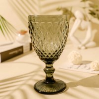 Goedkope vintage kristallen wijnglazen, gekleurde glazen kelken, minimalistisch design, korte steel, voor banketten en bruiloften