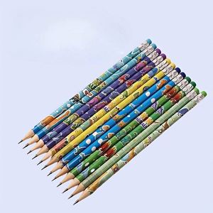 Crayons en bois HB personnalisés avec gomme, motifs de dinosaures de dessins animés promotionnels, crayons standard personnalisés - Product Image 1