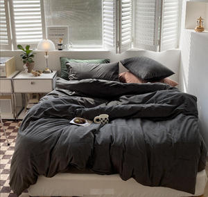 Yongho thân thiện với môi sang trọng 3pcs bedding Set hiện đại nhung đen Duvet cover & 48x74cm vỏ gối cho khách sạn năm sao - Product Image 1