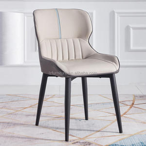 Modern Design <b>Gray</b> Blue Genuine Leather Upholstered Dinning <b>Chair</b> <b>Dining</b> Table Set For Commercial Use - Product Image 3