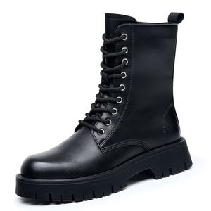 Men's Trendy All Seasons Waterproof for Boots British Style High Top Ankle <b>Bootie</b> Warm Cotton Filled Fur Rubber Upper Genuine - Product Image 6