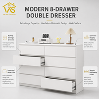 Armoire de rangement en bois de style moderne à 8 tiroirs avec compartiments cachés pour chambres, salons et hôtels
