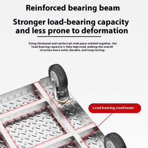 गोदाम के उपयोग के लिए औद्योगिक भारी शुल्क चार पहिया फोल्डेबल स्टेनलेस स्टील फ्लैटबेड ट्रॉली कार्गो ट्रेलर - Product Image 2