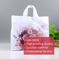 Sac de courses en plastique BOPP transparent avec poignées noires et pois, design à soufflet inférieur réutilisable pour usage commercial