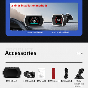 Nieuwe P17 Head-Up Display 2-weg Installeren Auto Hud Snelheidsmeter Wiiyii Obd2 + Gps Slimme Meter - Product Image 4