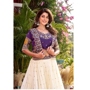 Lehenga Choli para Mujer en Oferta, Blusa Bordada y Falda Plisada para Fiesta o Boda, Disponible a Precio con Descuento - Product Image 1
