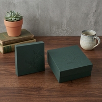 Coffret Cadeau de Luxe pour Thé avec Texture Gaufrée, Emballage Rigide Vert Premium pour Services à Thé